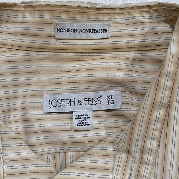 Joseph & Feiss Men’s XL Non-Iron Striped Dress Shirt | Long Sleeve Button-Up - Picture 3 of 6